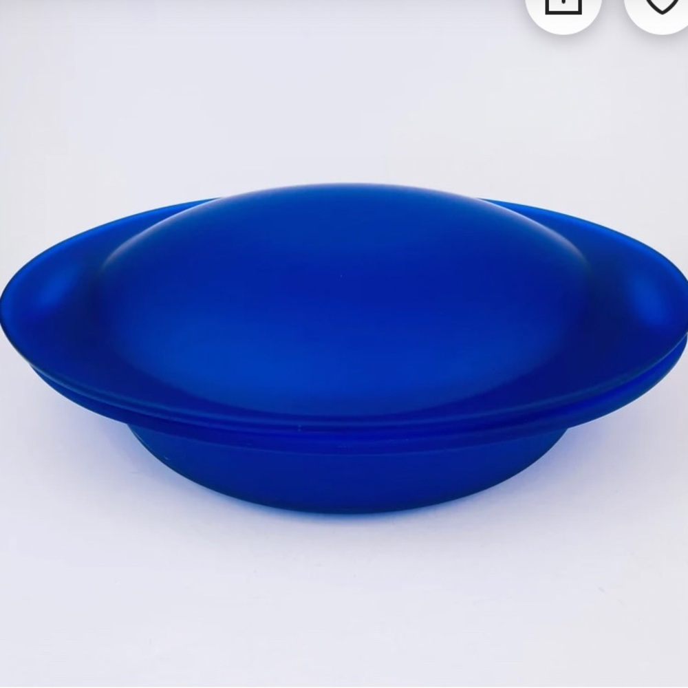 Anchor Hocking Rare Frosted Cobalt Satin Oval Ovenware Casserole W/ Domed Lid